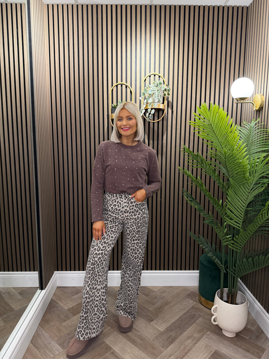 Lara Wide Leg Jeans Leopard Stable Lane Boutique