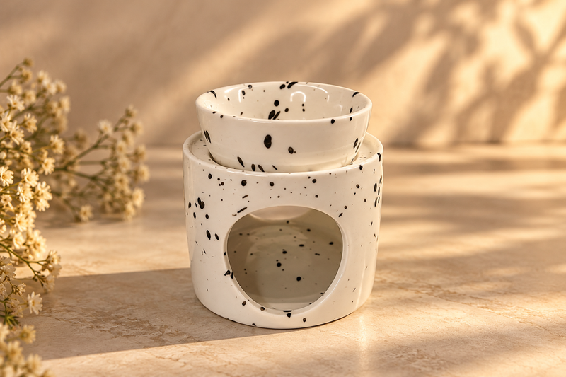 White/Black Speckled Wax Burner
